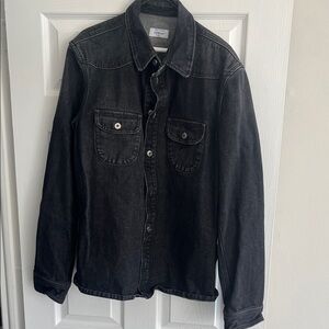 Off-White Black Washed Denim Shirt Jacket